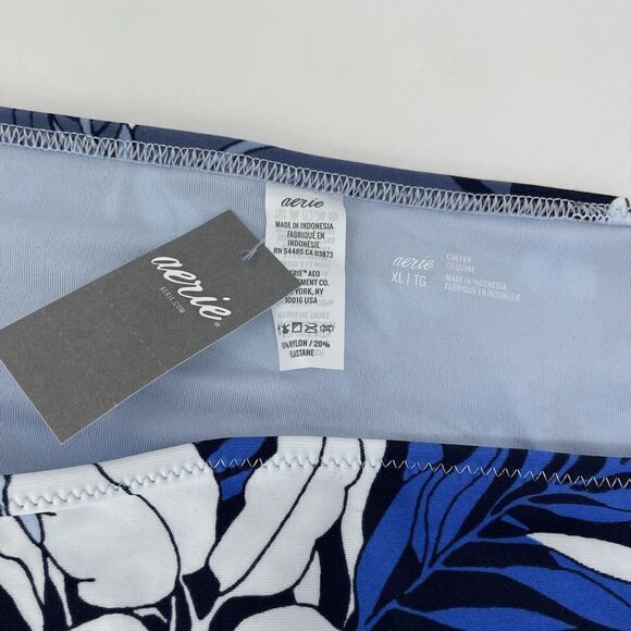 AERIE Womens Blue Tropical-Print Side-Tie Bikini Bottom NEW Sz Extra Large XL - Picture 5 of 6